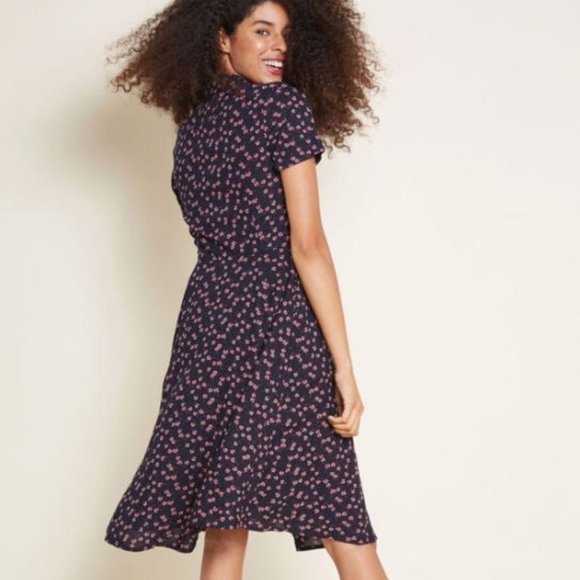 Modcloth Congenial Charm Blue Floral Dress Medium - Picture 2 of 6